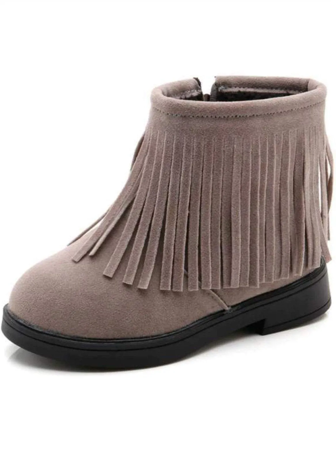 Girls Bohemian Suede Fringe Ankle Boots By Liv and Mia