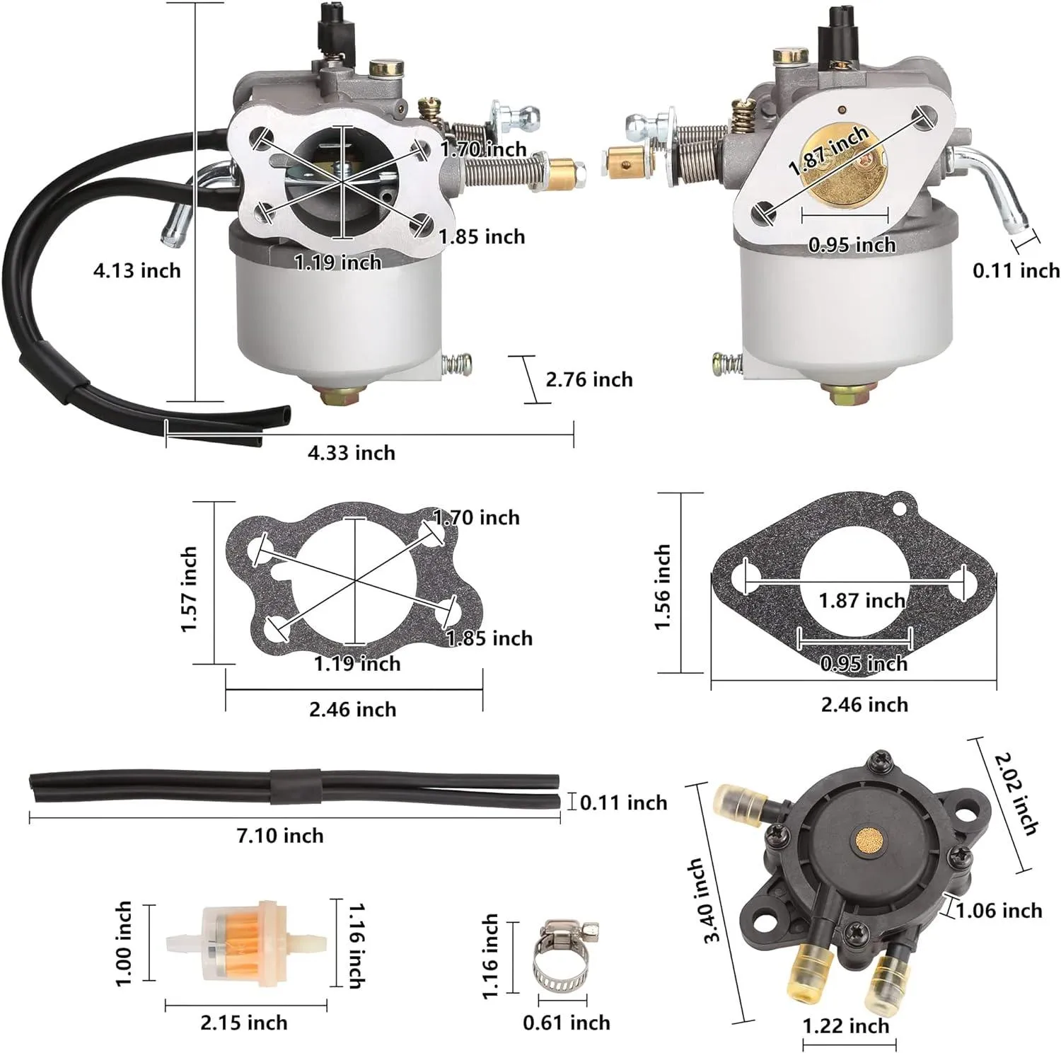 Golf Cart Carburetor Fuel Pump Kit for EZGO TXT 1991-up 4-Cycle Mode - 10L0L