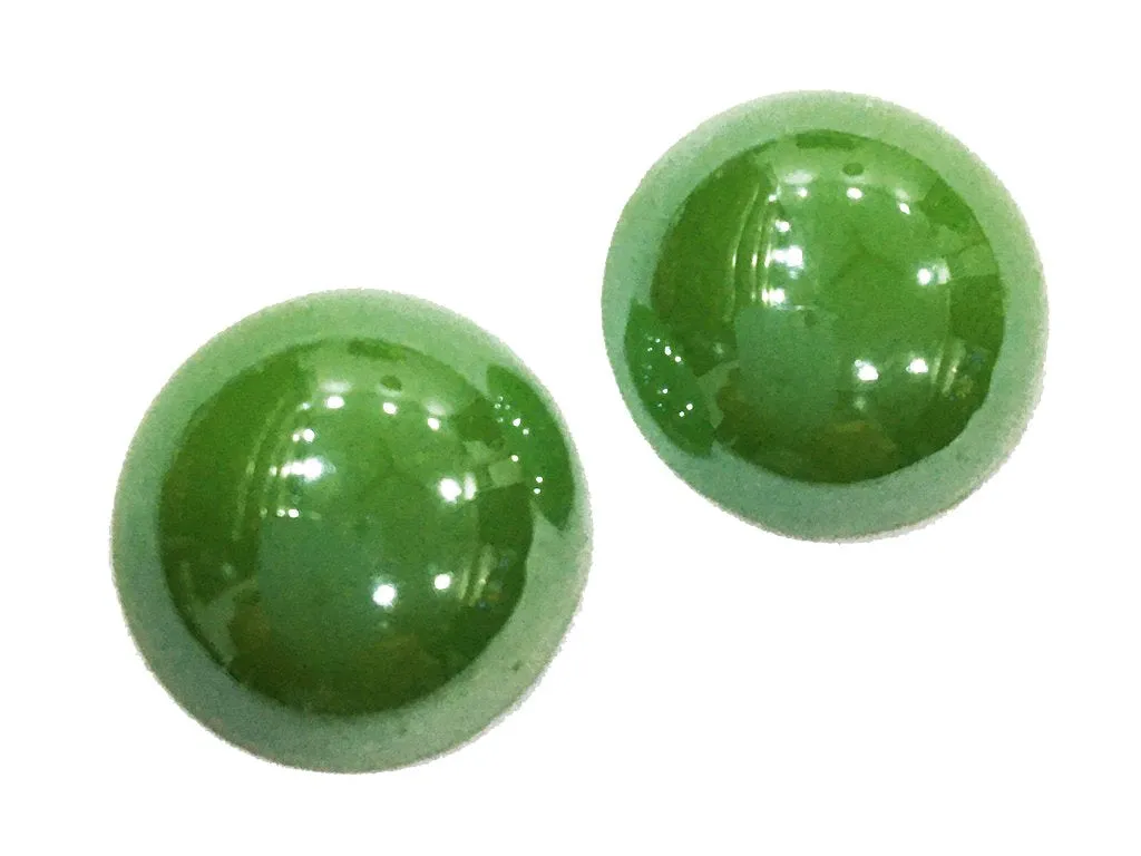 Green Circular Shiny Ceramic Stones (16 mm- Without Hole)