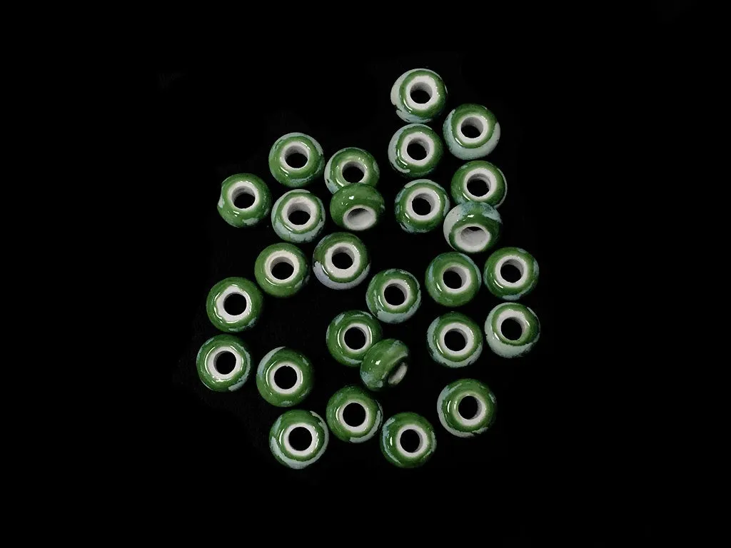 Green Disc Circular 2 Ceramic Beads