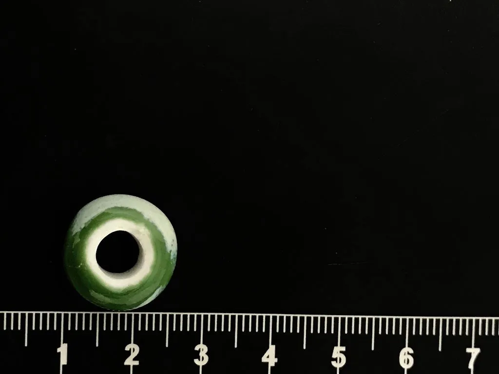 Green Disc Circular 2 Ceramic Beads