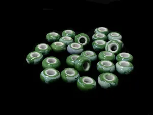 Green Disc Circular 2 Ceramic Beads