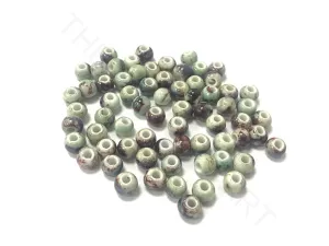 Green Maroon Circular Ceramic Beads