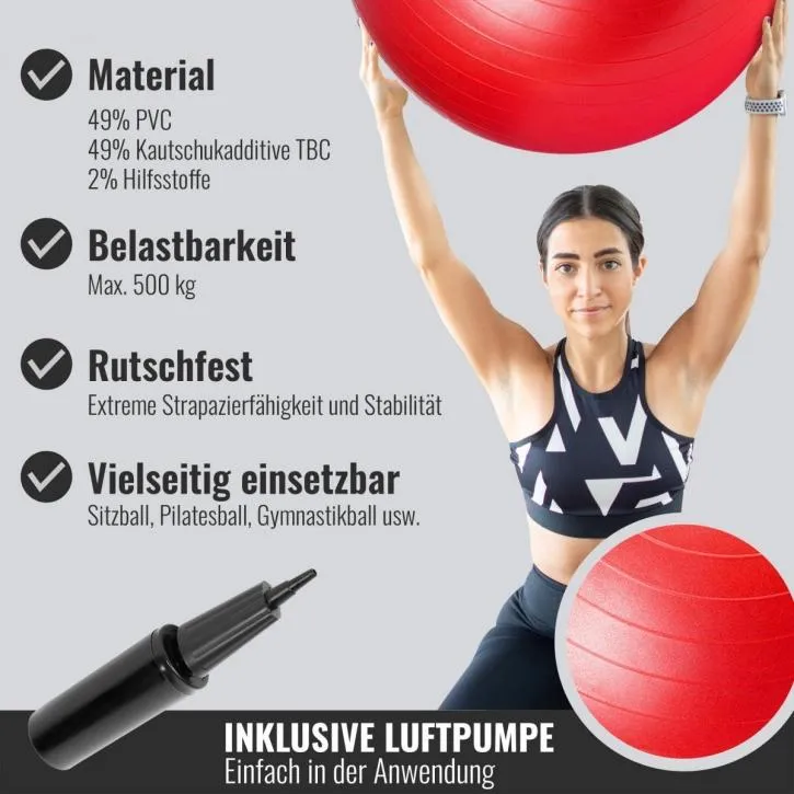 Gym Ball Fitness Ball 65cm - Red