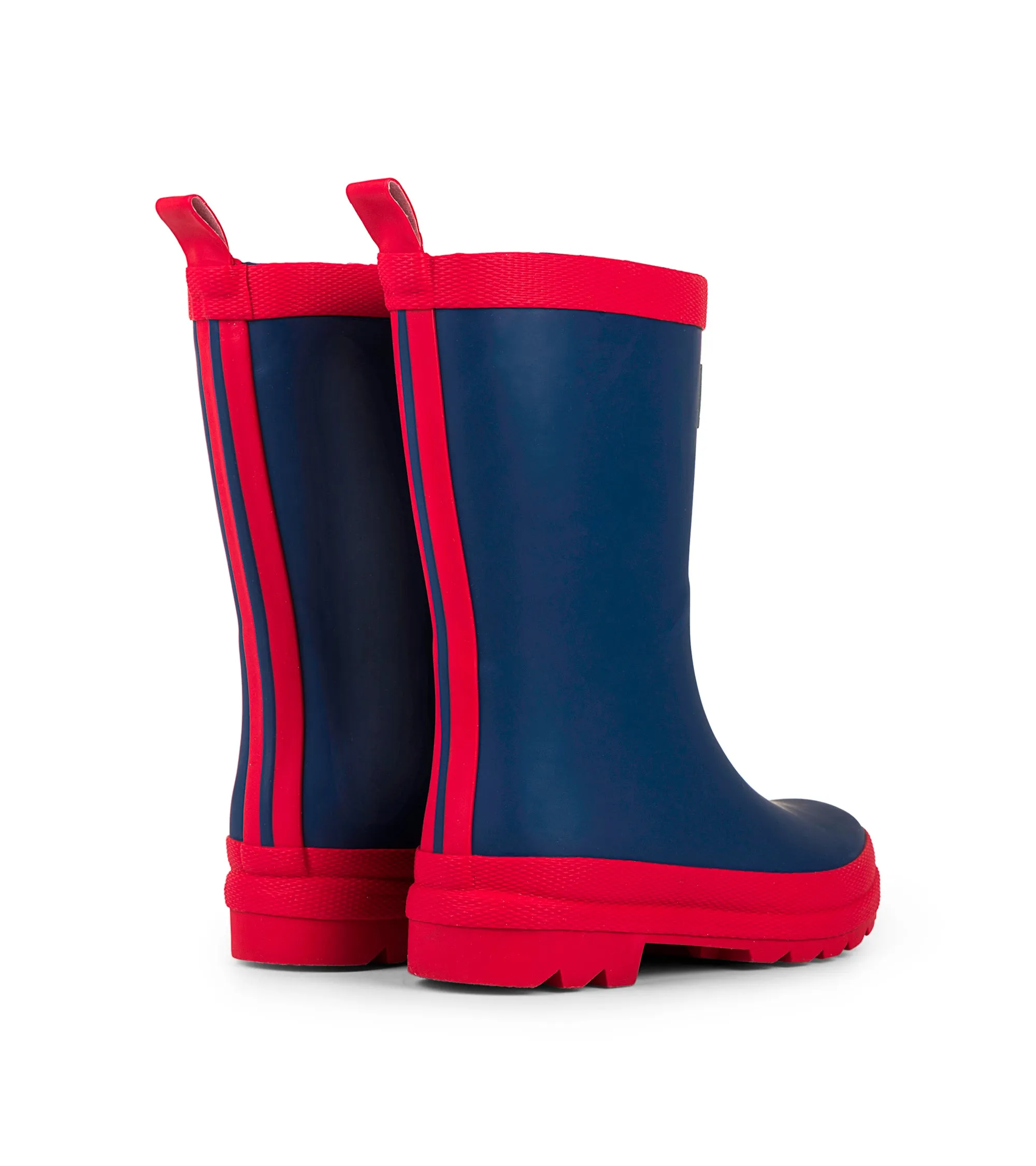 Hatley Matte Rain Boots -- Navy w/ Red Trim