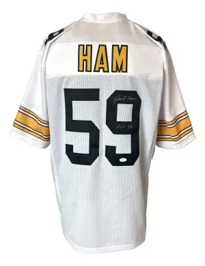 Jack Ham Pittsburgh Signed White Football Jersey HOF 88 Inscribed JSA