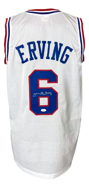 Julius Dr J Erving Signed Custom White Pro-Style Basketball Jersey JSA