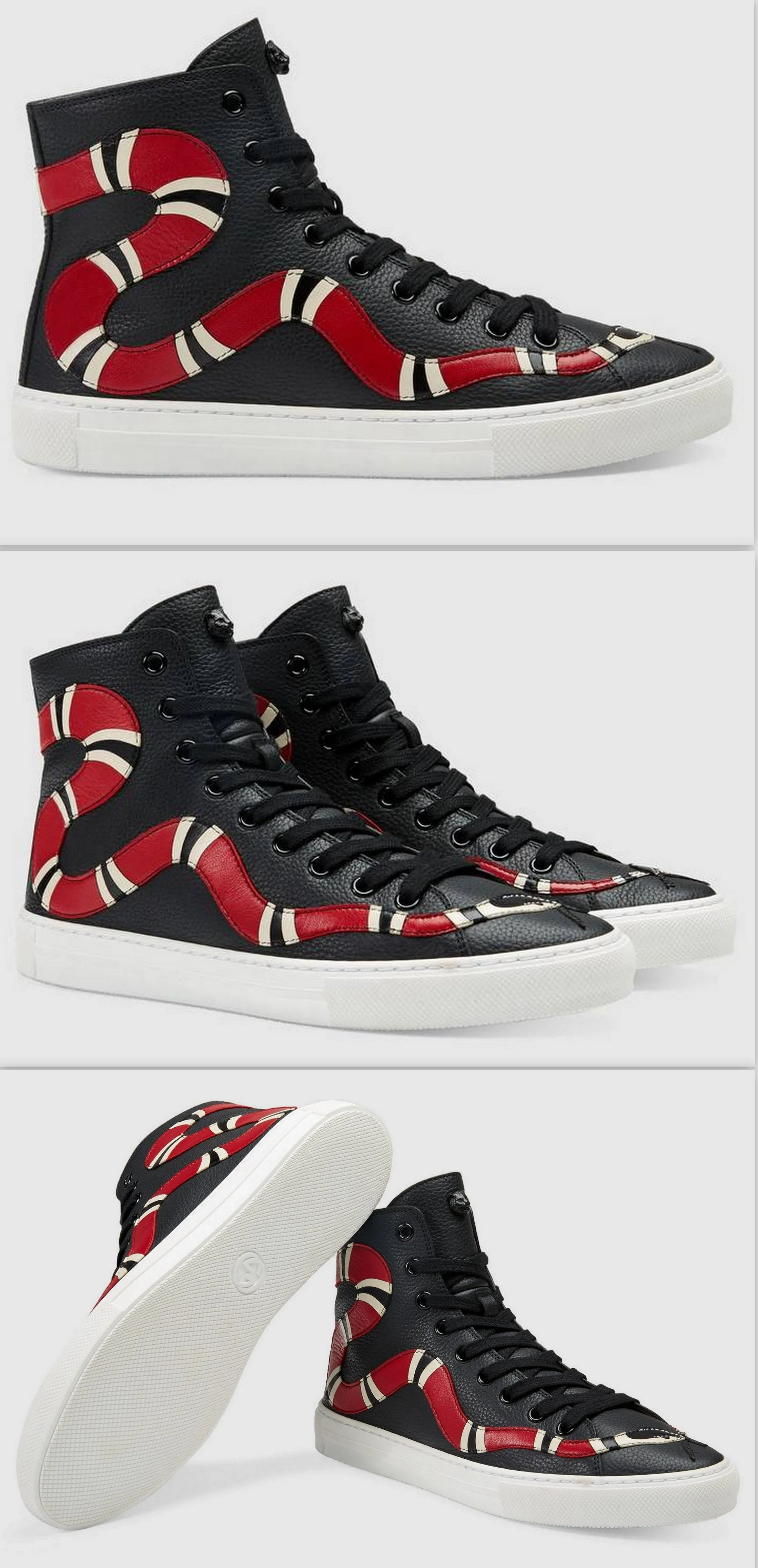 Leather Kingsnake High-Top Sneakers