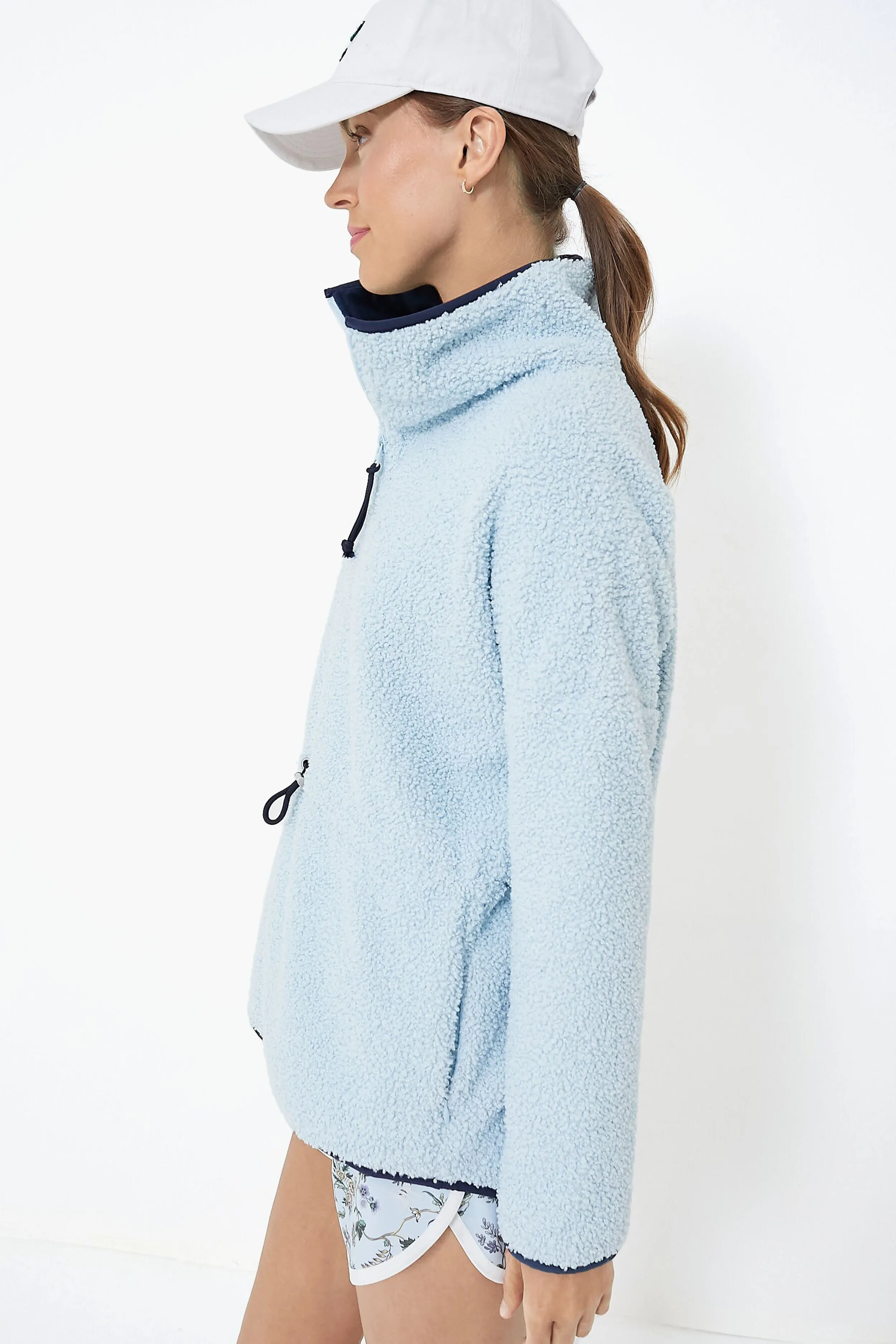 Light Blue Cinched Teddy Natalie Quarter Zip