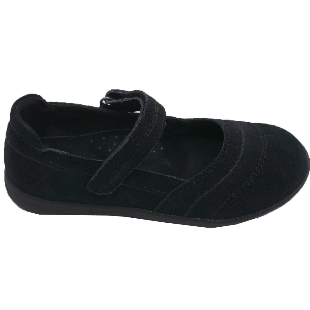 Little Girls Black Sporty Nubuck Leather Mary Jane Shoes 5-10 Toddler