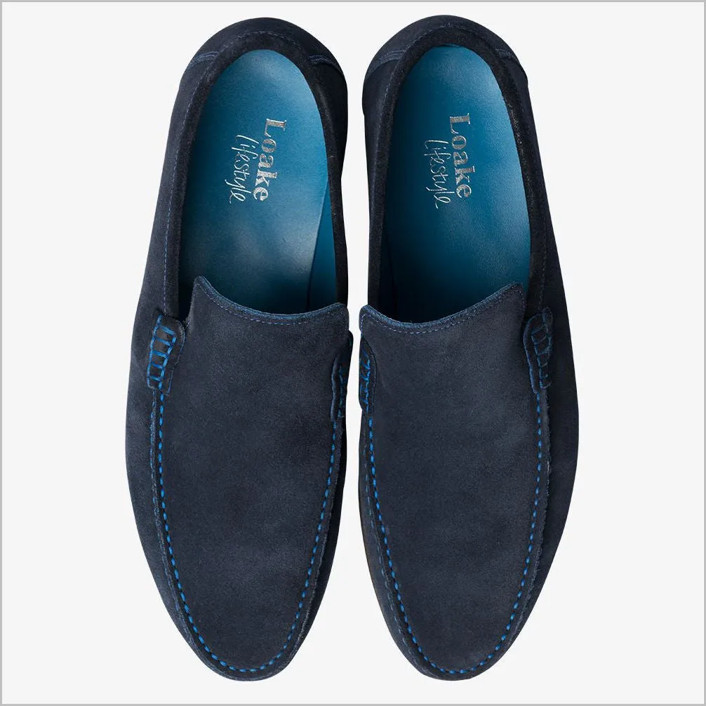 Loake Nicholson Navy Suede Moccasin Shoe--