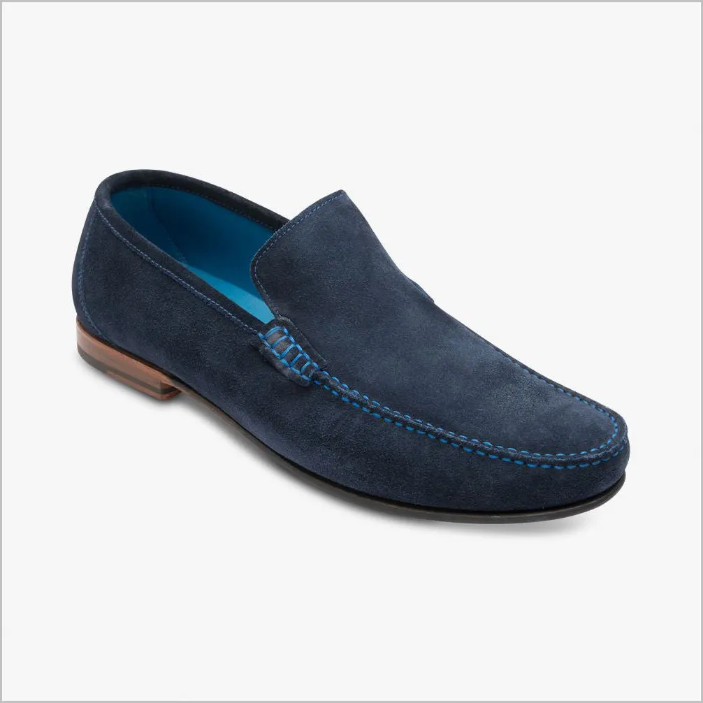 Loake Nicholson Navy Suede Moccasin Shoe--