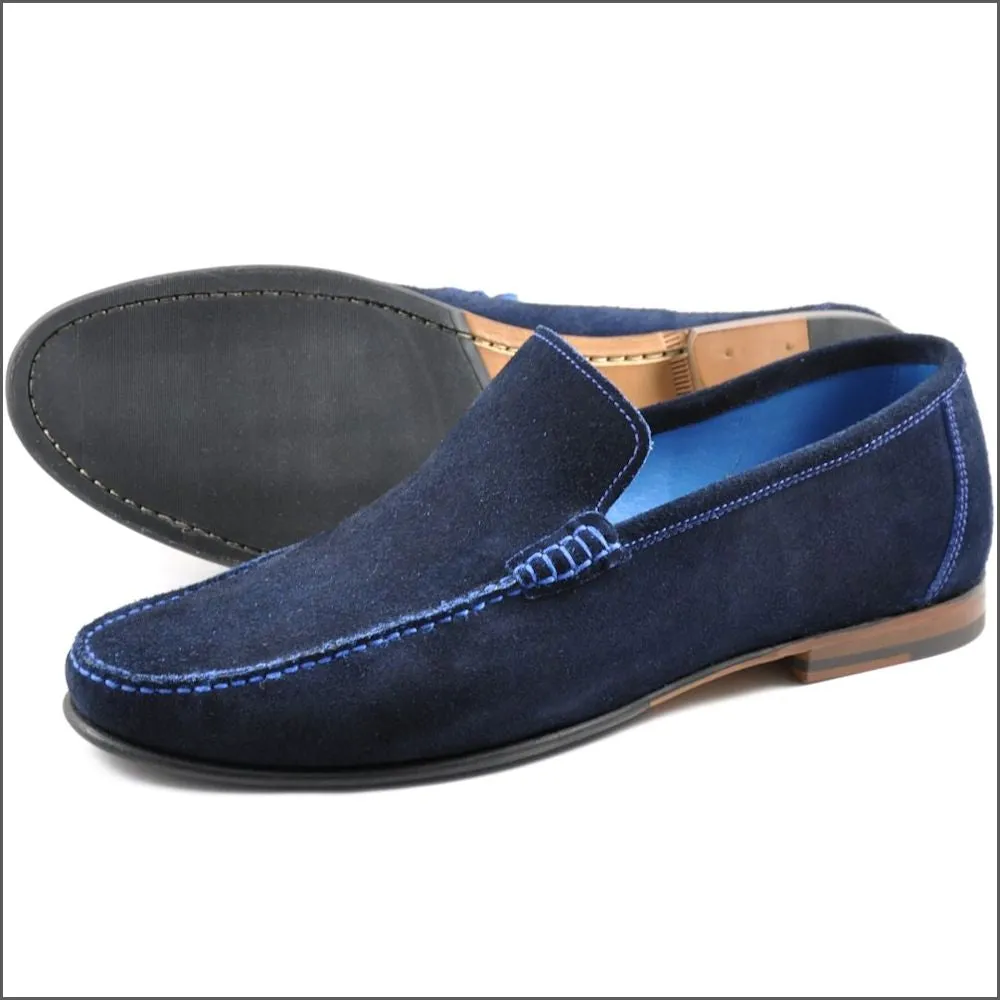 Loake Nicholson Navy Suede Moccasin Shoe--