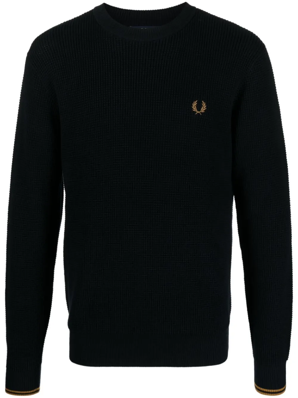 logo-embroidered waffle-knit jumper