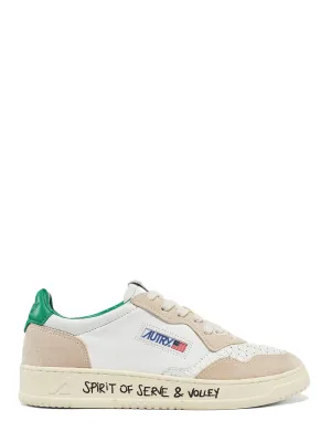 Medalist Low Sneakers In Leather And Suede (White And Green) (Women)