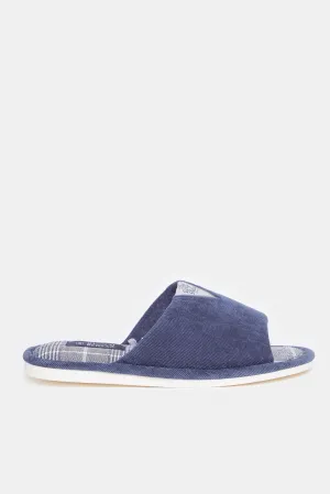 Men Navy Textured Solid Slipper