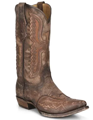 Men's Corral Eagle Inlay & Embroidery Wing Snip Toe Boot