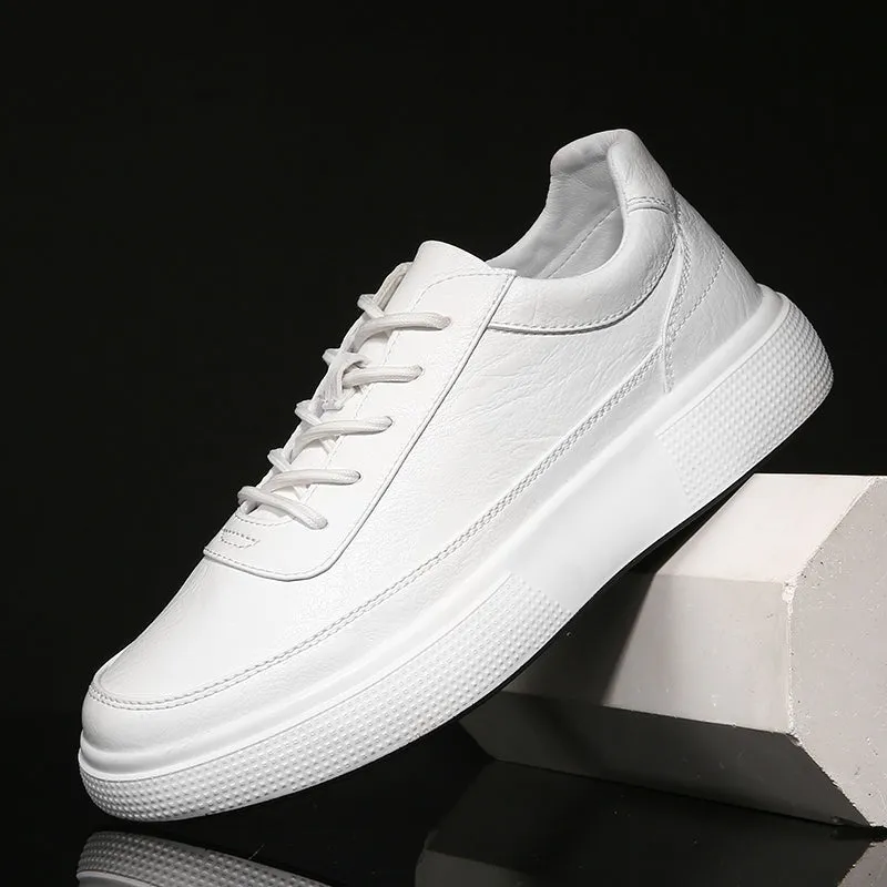 Men's Leather Lace Up Breathable Casual Sneakers