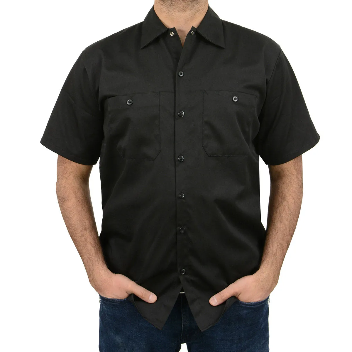 Milwaukee Leather MDM11669 Men's Black Button Up Heavy Duty Work Shirt