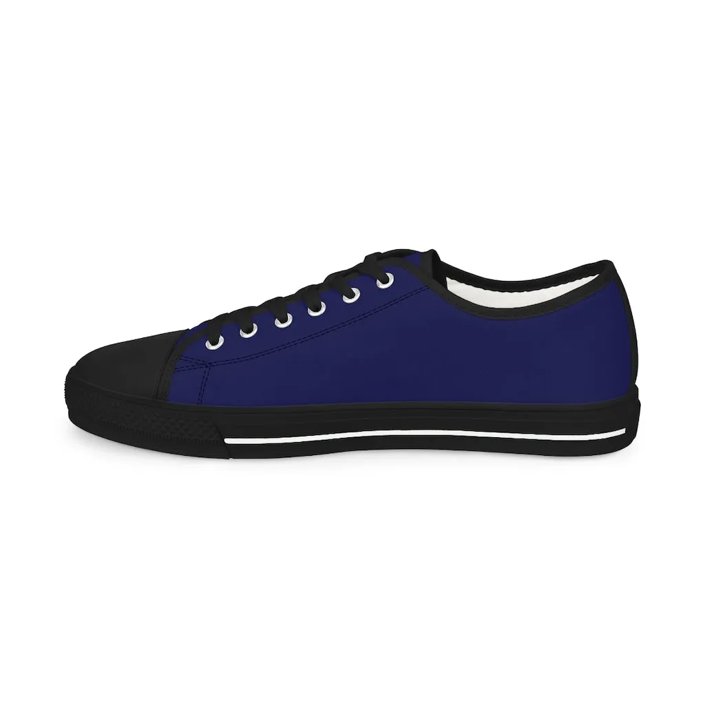 Navy Blue Color Men's Sneakers, Best Solid Dark Blue Color Men's Low Top Sneakers Tennis Canvas Shoes (US Size: 5-14)