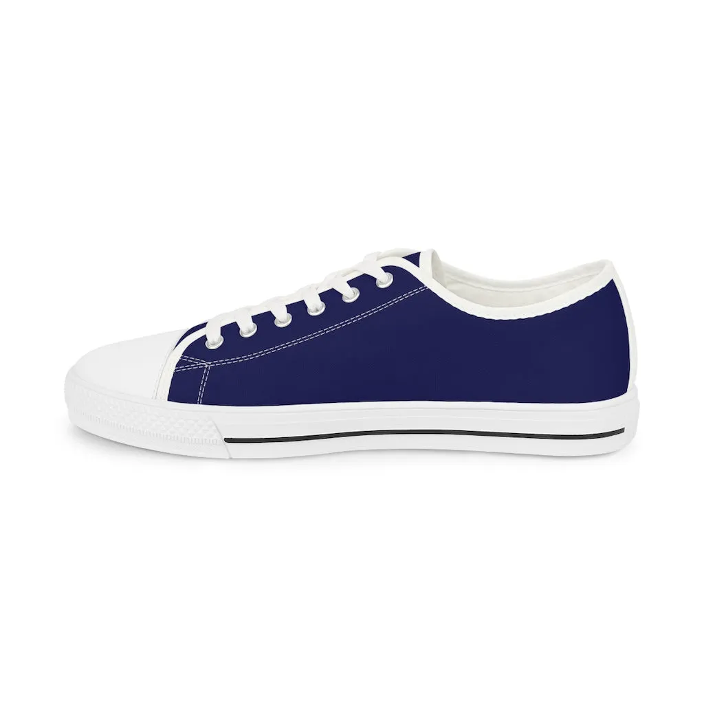 Navy Blue Color Men's Sneakers, Best Solid Dark Blue Color Men's Low Top Sneakers Tennis Canvas Shoes (US Size: 5-14)