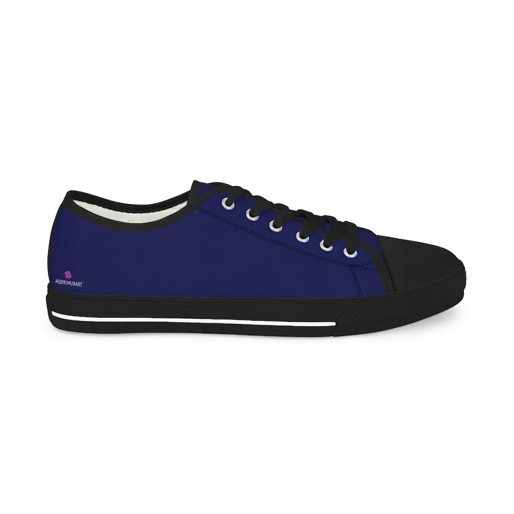 Navy Blue Color Men's Sneakers, Best Solid Dark Blue Color Men's Low Top Sneakers Tennis Canvas Shoes (US Size: 5-14)