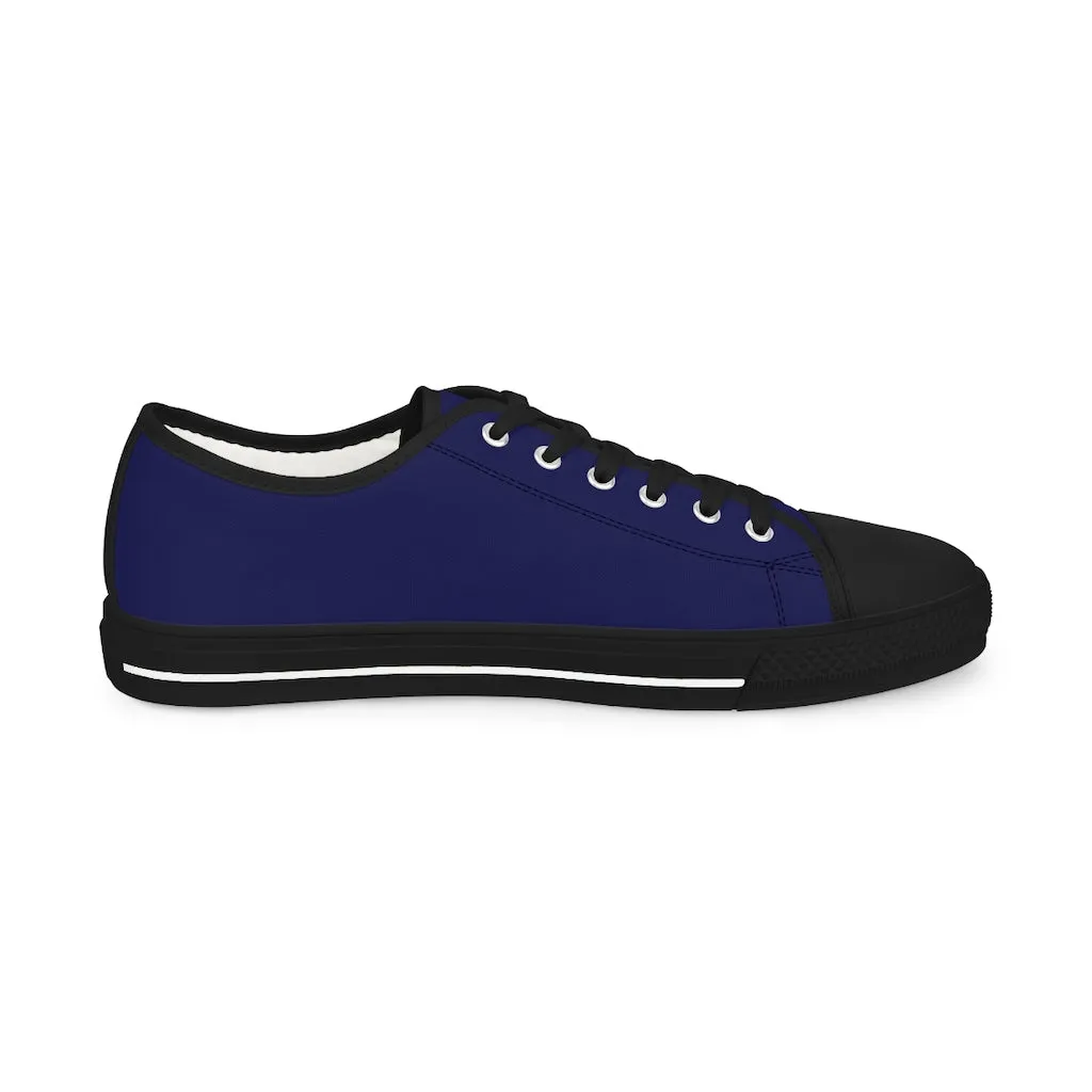 Navy Blue Color Men's Sneakers, Best Solid Dark Blue Color Men's Low Top Sneakers Tennis Canvas Shoes (US Size: 5-14)