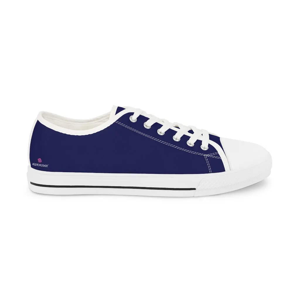 Navy Blue Color Men's Sneakers, Best Solid Dark Blue Color Men's Low Top Sneakers Tennis Canvas Shoes (US Size: 5-14)