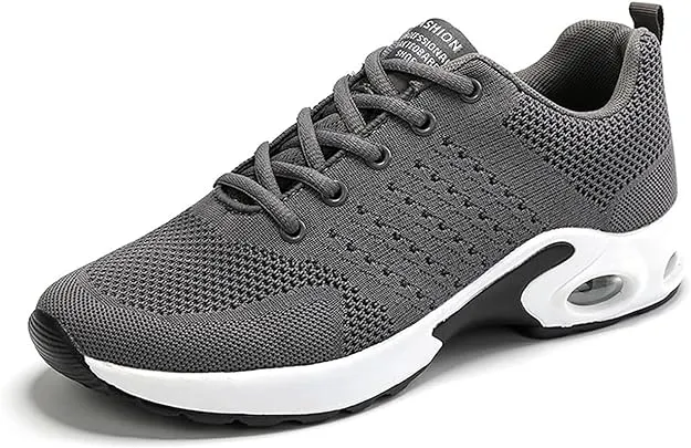 NEW Men's Fashion Breathable Running Shoes, Tennis Walking Sneakers, Air Cushioned Mesh Hiking Shoes, Grey, Men's Sz 11, Retails $67