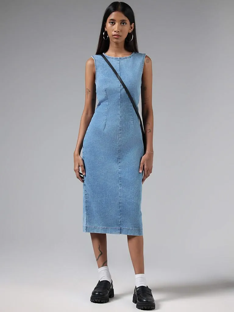 Nuon Solid Mid Blue Denim Dress