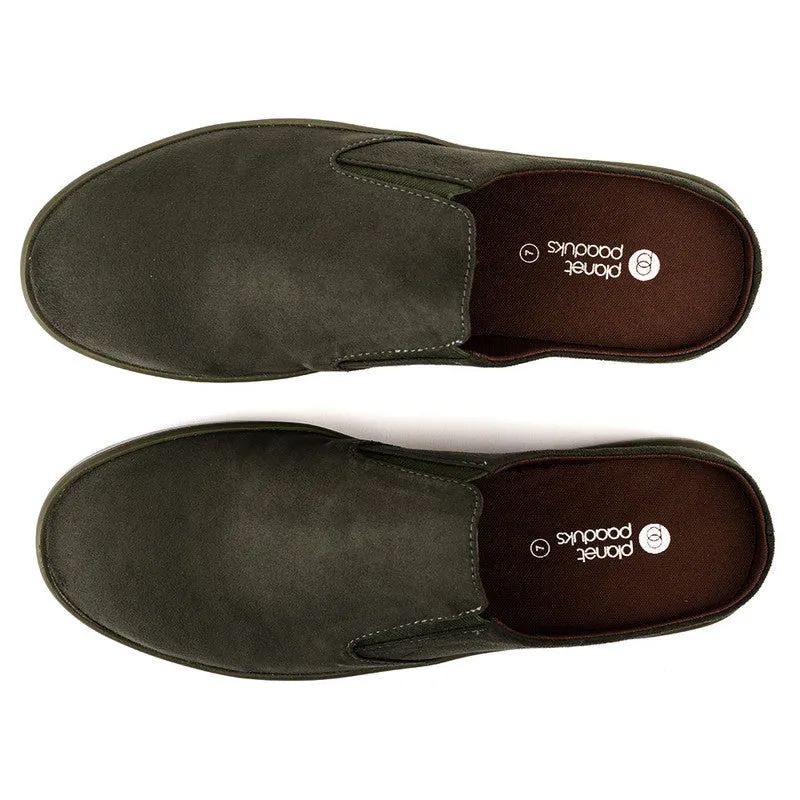 Paaduks Slip-Ons Mules for Men | Green | Vegan Suede