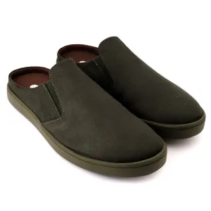 Paaduks Slip-Ons Mules for Men | Green | Vegan Suede