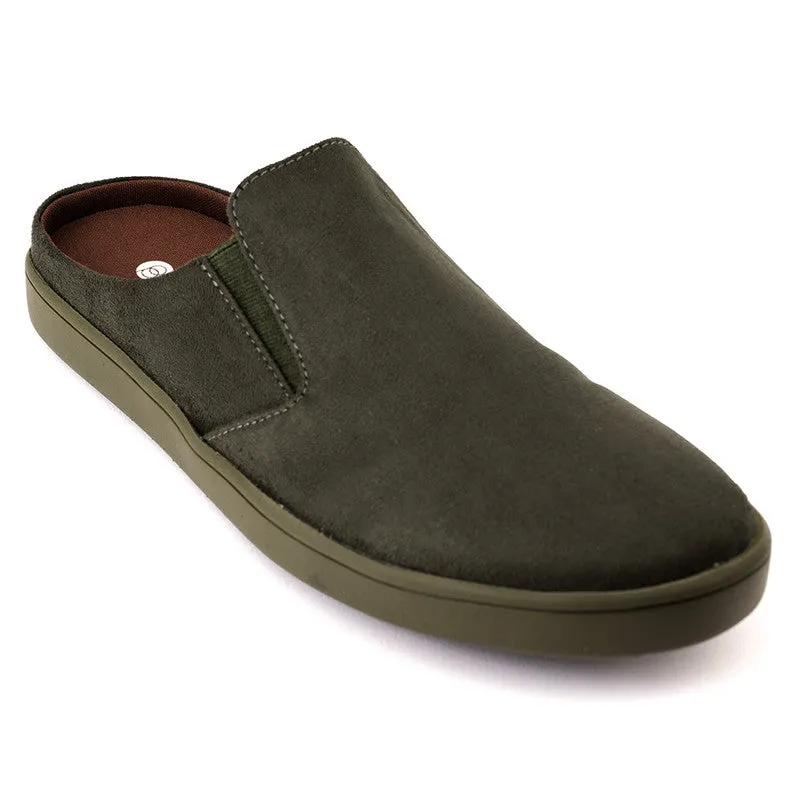 Paaduks Slip-Ons Mules for Men | Green | Vegan Suede