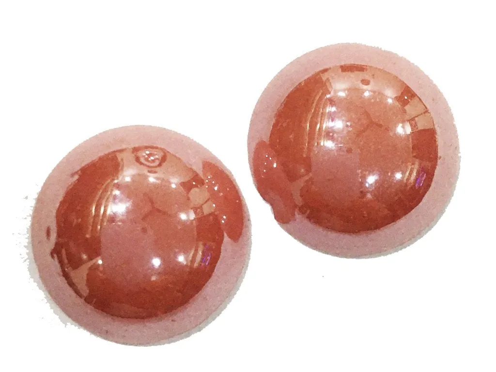 Pink Circular Shiny Ceramic Stones (16 mm- Without Hole)