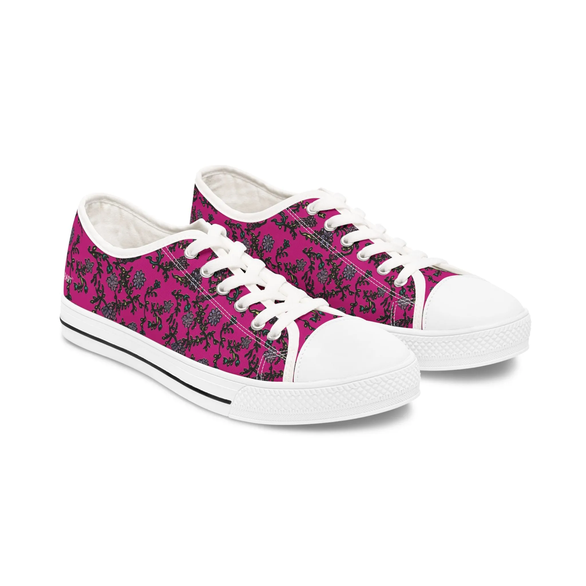 Pink Purple Floral Women's Sneakers, Floral Print Best Women's Low Top Canvas Sneakers (US Size: 5.5-12)