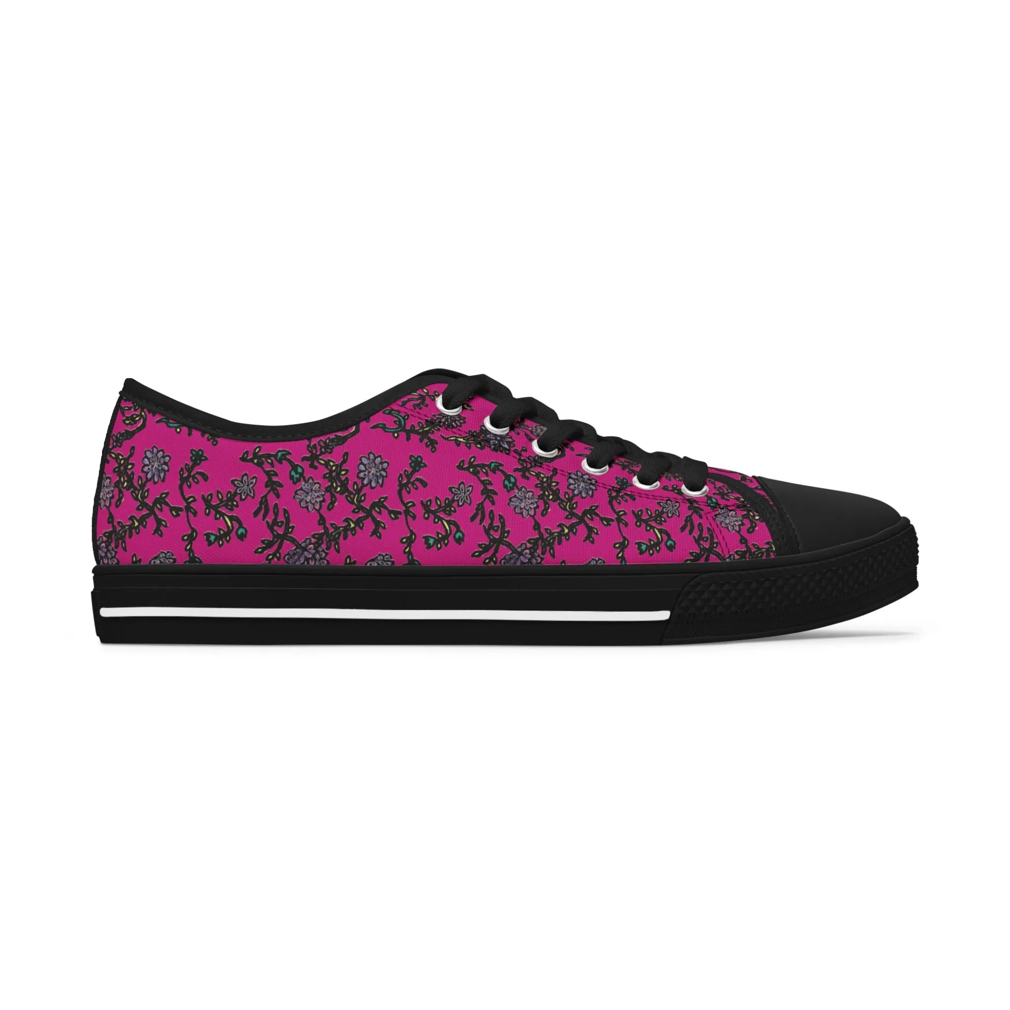 Pink Purple Floral Women's Sneakers, Floral Print Best Women's Low Top Canvas Sneakers (US Size: 5.5-12)