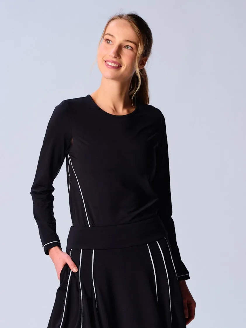 Piping Long Sleeve Top In Various Colors