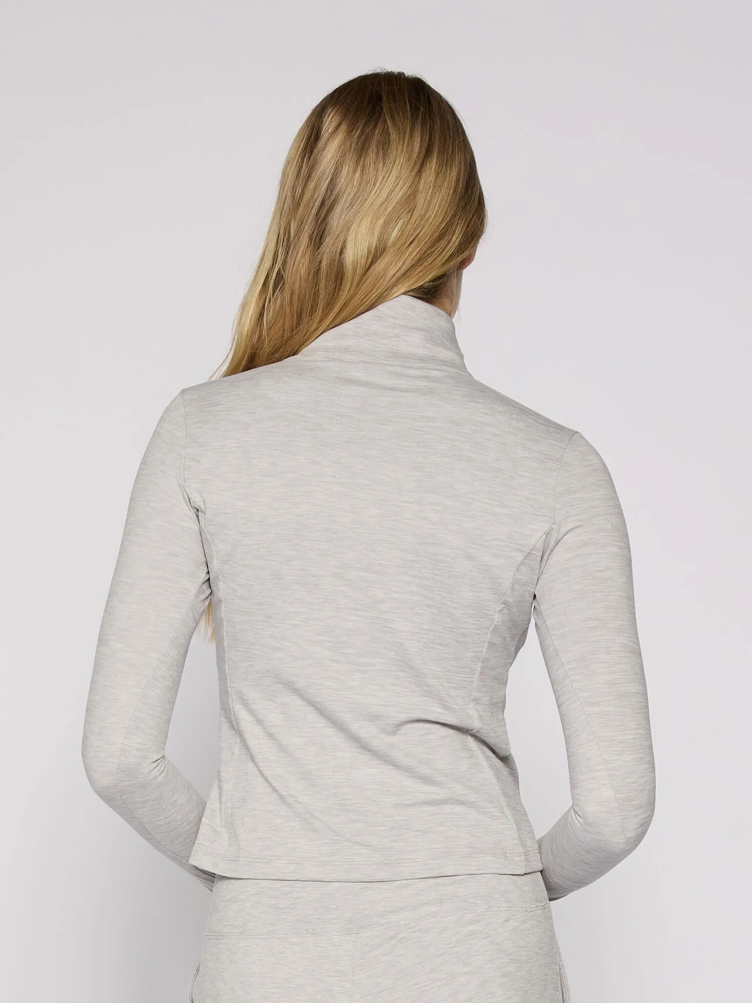 Quarter Zip Long Sleeve Top in Grey