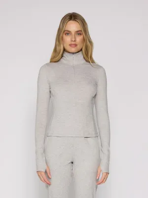 Quarter Zip Long Sleeve Top in Grey