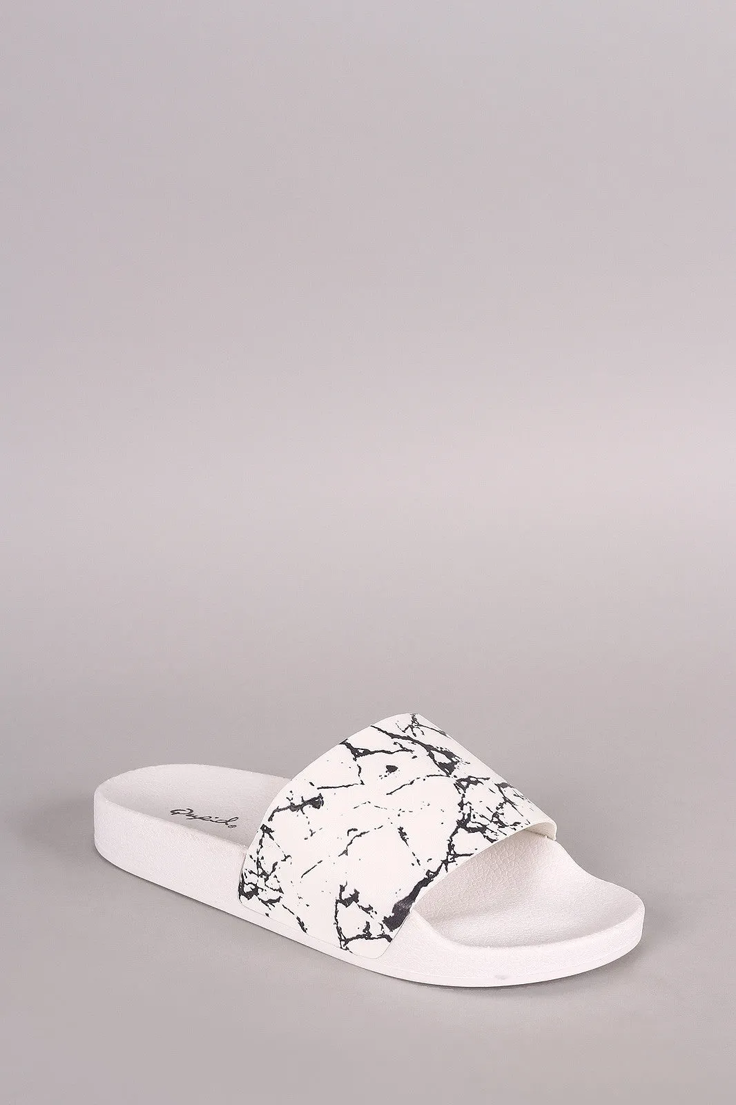 Qupid Marble-Effect Open Toe Side Sandal