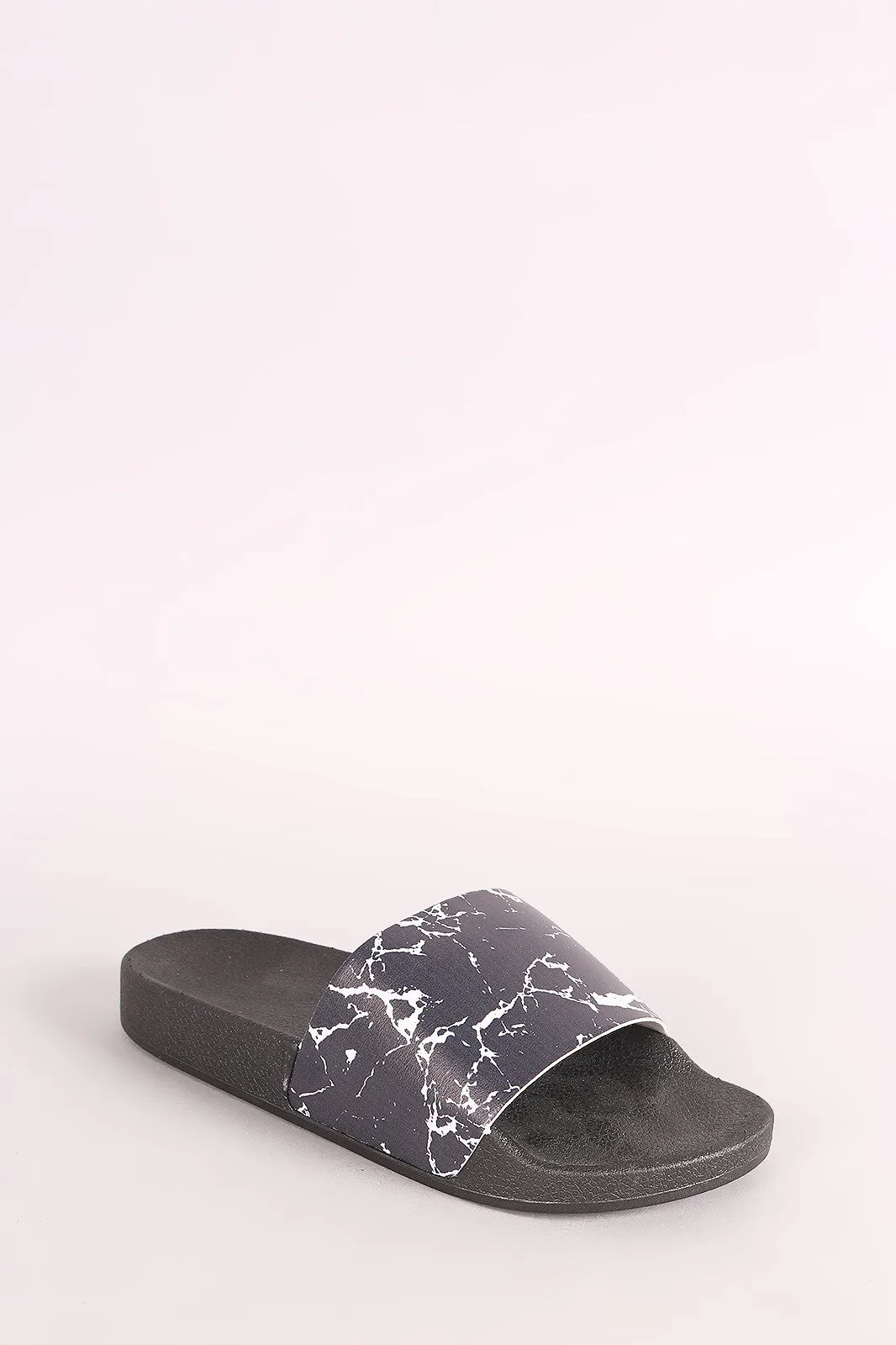 Qupid Marble-Effect Open Toe Side Sandal