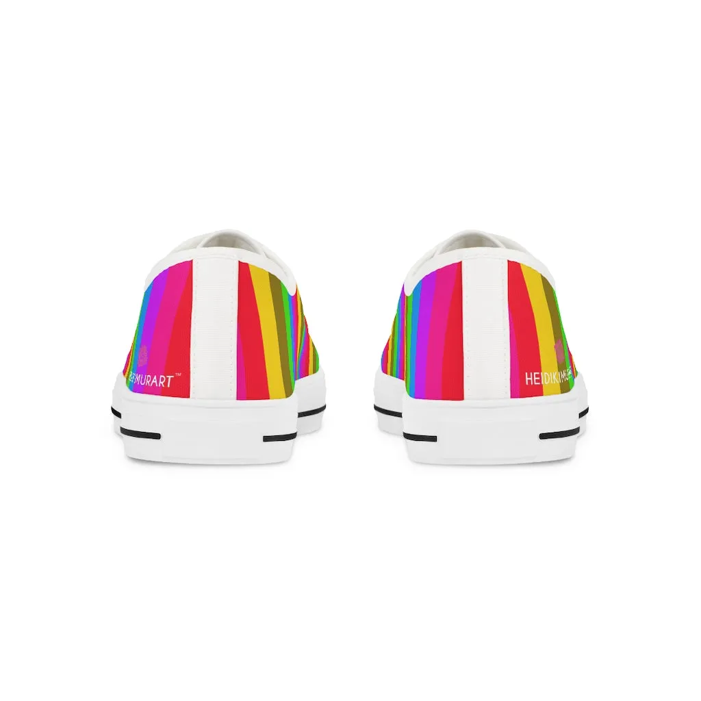 Rainbow Striped Men's Tennis Shoes, Gay Pride Vertical Striped Men's Low Top Fashion Canvas Sneakers