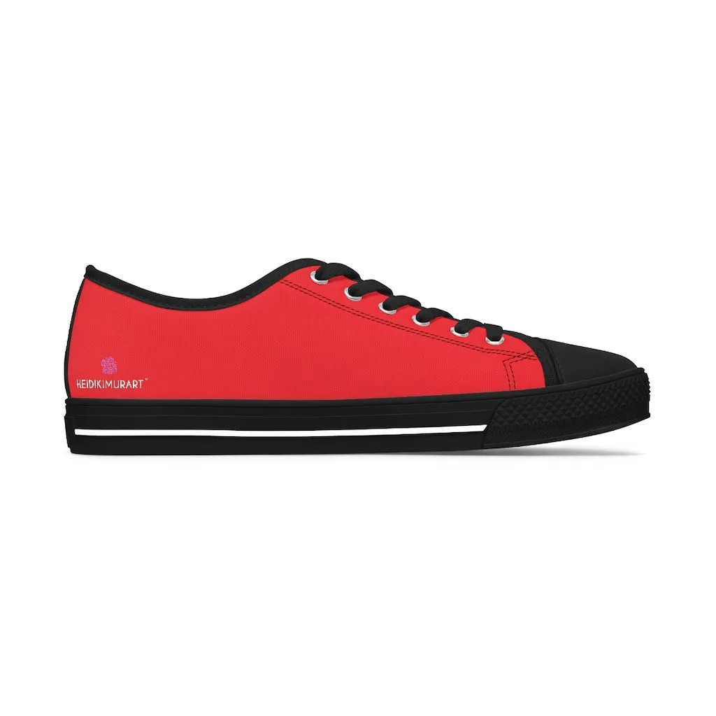 Red Color Best Ladies' Sneakers, Solid Color Women's Low Top Sneakers (US Size: 5.5-12)