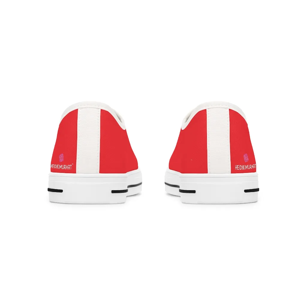 Red Color Best Ladies' Sneakers, Solid Color Women's Low Top Sneakers (US Size: 5.5-12)