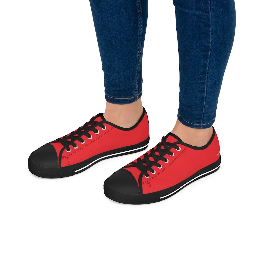 Red Color Best Ladies' Sneakers, Solid Color Women's Low Top Sneakers (US Size: 5.5-12)