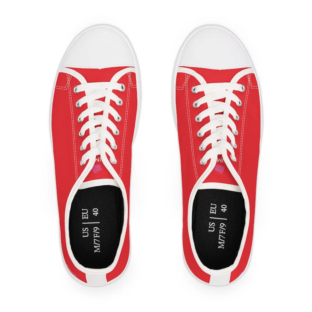 Red Color Best Ladies' Sneakers, Solid Color Women's Low Top Sneakers (US Size: 5.5-12)