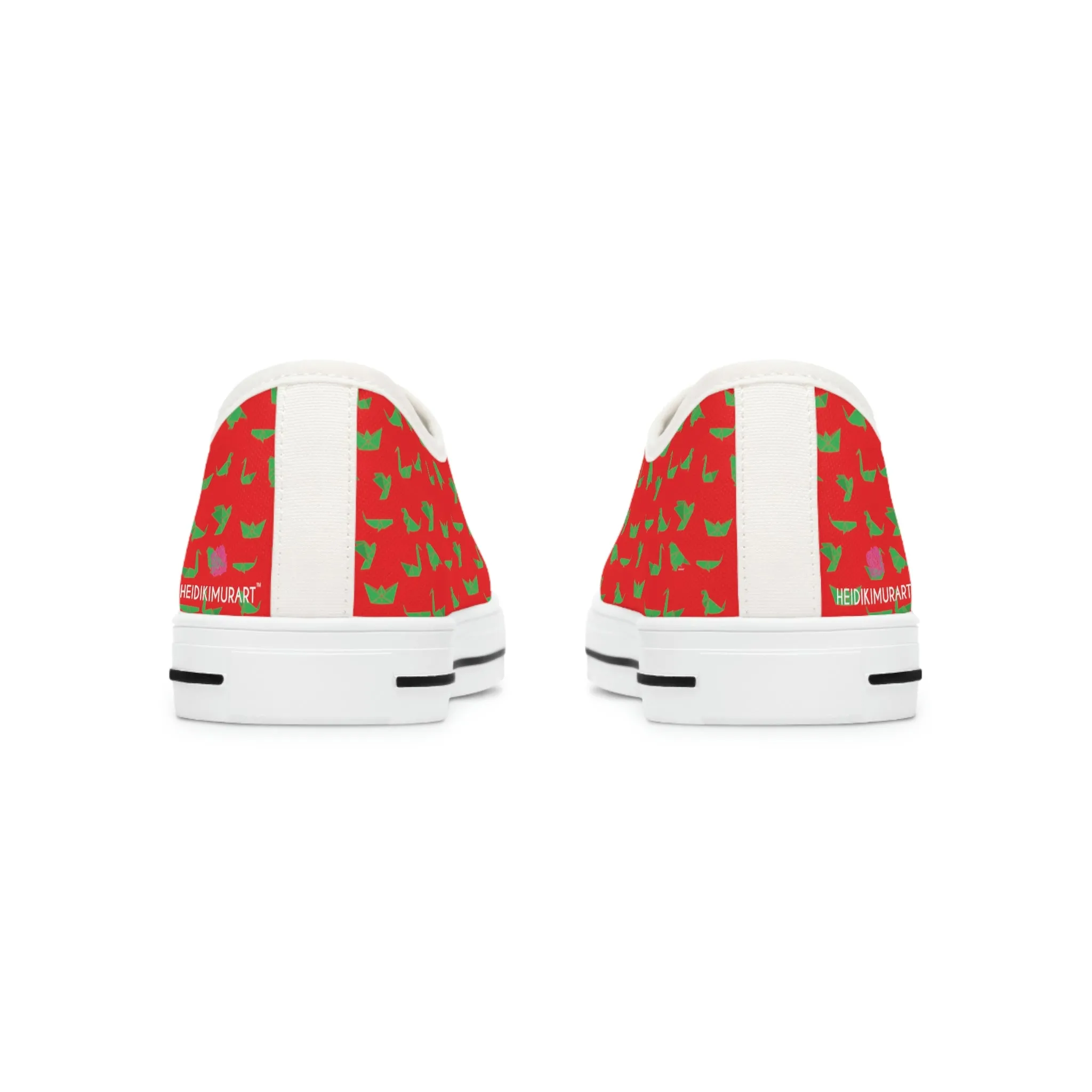 Red Green Cranes Ladies' Sneakers, Women's Low Top Sneakers Best Quality Canvas Sneakers (US Size: 5.5-12)