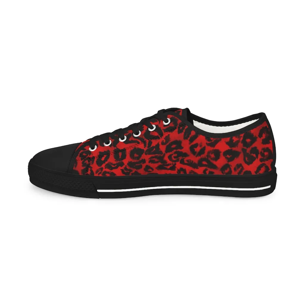 Red Leopard Men's Low Tops, Best Leopard Animal Print Men's Low Top Sneakers  (US Size: 5-14)