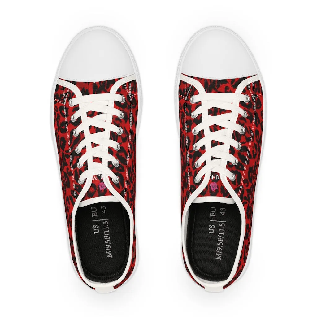 Red Leopard Men's Low Tops, Best Leopard Animal Print Men's Low Top Sneakers  (US Size: 5-14)