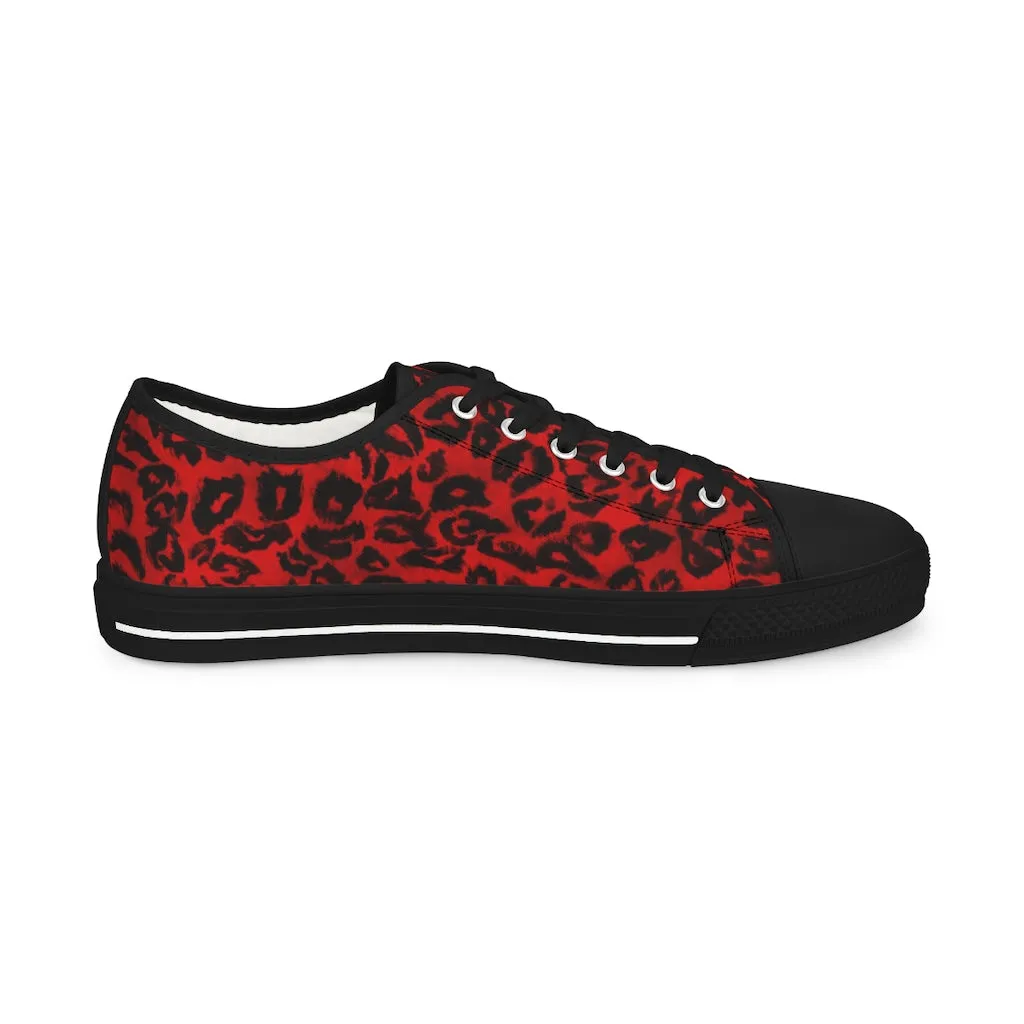 Red Leopard Men's Low Tops, Best Leopard Animal Print Men's Low Top Sneakers  (US Size: 5-14)